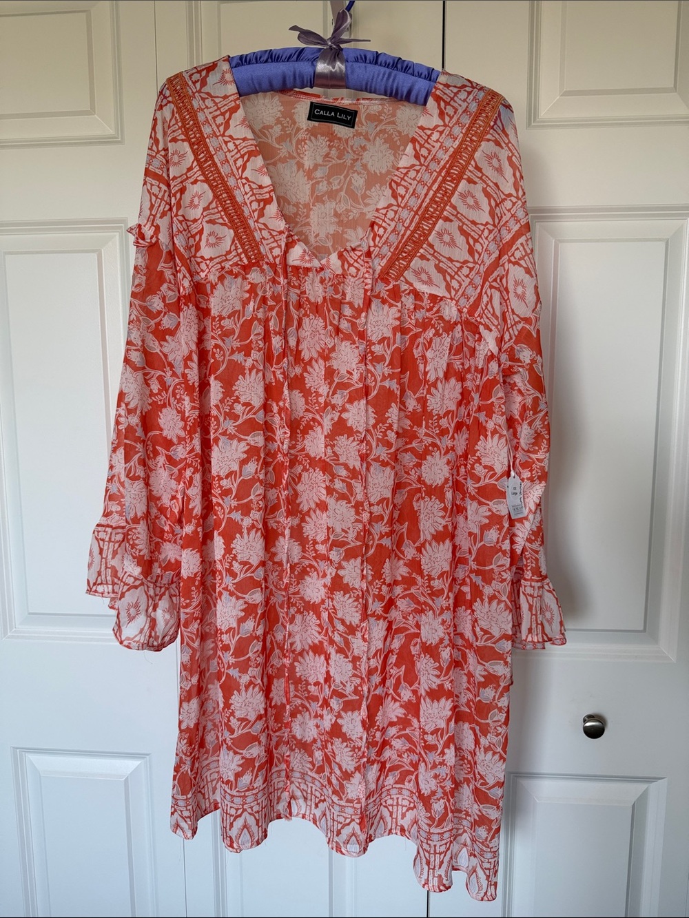 Orange Floral V-Neck Women’s Cover up/ Dress